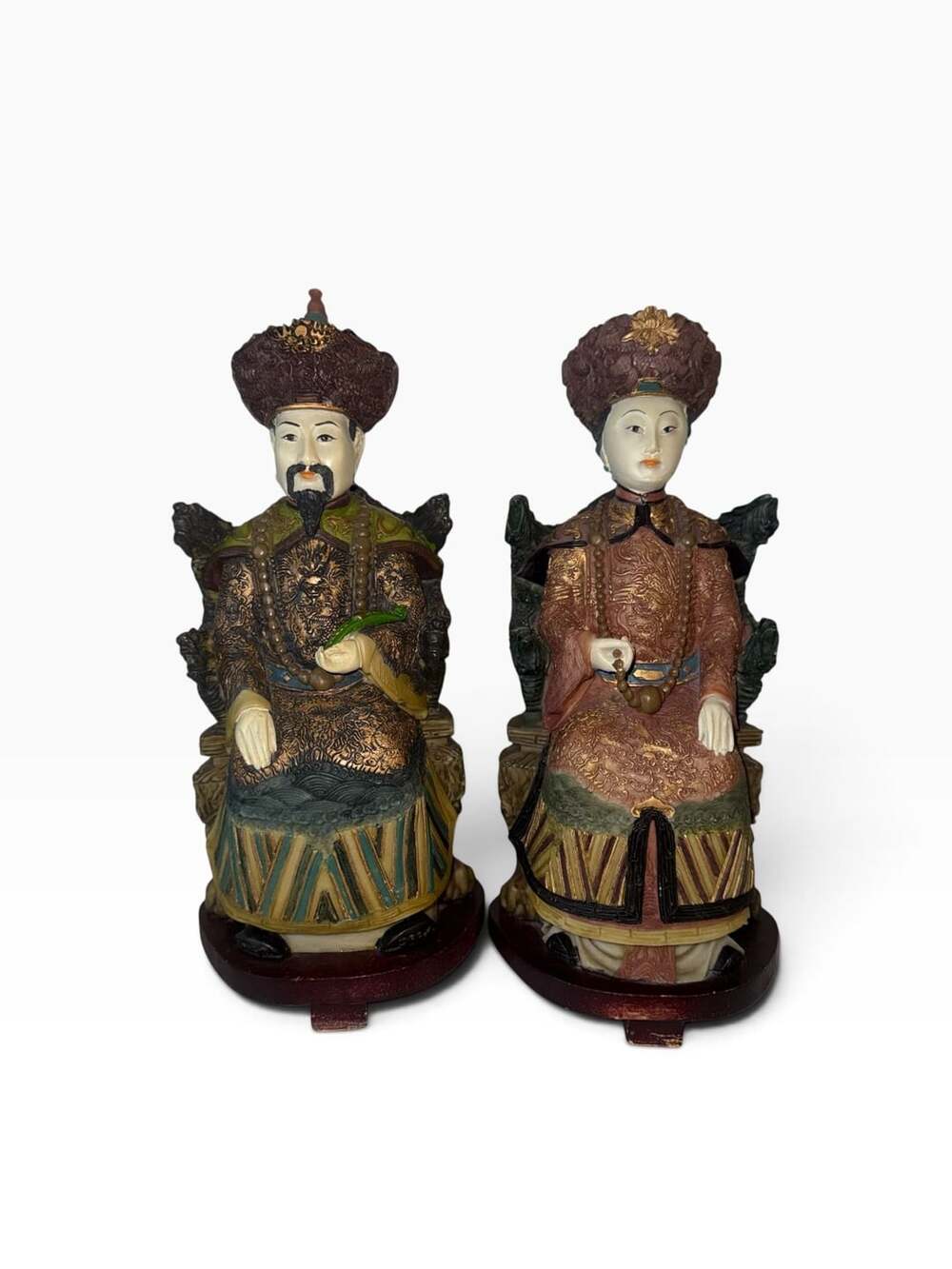 Vintage Signed Pair Chinese Emperor and Empress Resin Figures on . For Sale at ,